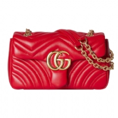 Gucci Women GG Marmont small shoulder bag bright red leather 837280 AAGII 6406