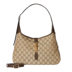 Gucci Women Gucci Jackie 1961 medium shoulder bag sand and brown GG canvas ‎863136 FAFV2 9651