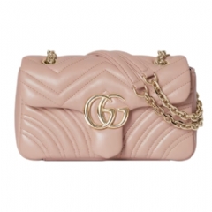 Gucci Women GG Marmont small shoulder bag pink beige leather 837280 AAE38 5753