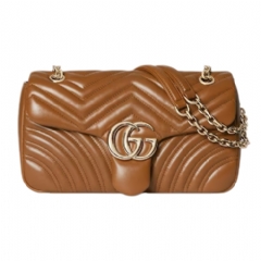 Gucci Women GG Marmont medium shoulder bag brown leather 837267 AAE38 2718