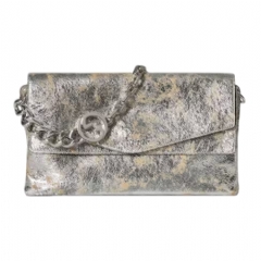 Gucci Women Large shoulder bag with chain metallic silver leather 857362 AAFIE 8519