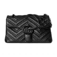 Gucci Women GG Marmont small shoulder bag black leather 855371 AAFS1 1000