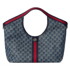 Gucci Women Gucci Giglio large tote bag blue and white GG denim 853971 FAFFQ 8864