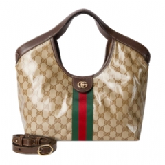Gucci Women Gucci Giglio small tote bag sand and brown GG fabric 860845 FAF1L 9653