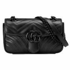 Gucci Women GG Marmont small shoulder bag black leather 446744 DTDFV 1000