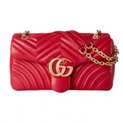 Gucci Women GG Marmont medium shoulder bag red leather 837267 AAGII 6406