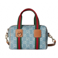 Gucci Women Gucci Mini GG handbag light blue and white GG denim ‎859975 FAFTZ 8661