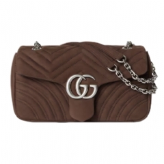 Gucci Women GG Marmont medium shoulder bag dark brown leather 837267 AAE37 2019