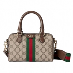 Gucci Women Ophidia small boston bag beige and brown GG fabric 841294 FAFWQ 9874