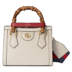 Gucci Women Gucci Diana small tote bag white leather 702732 U3ZDT 9244