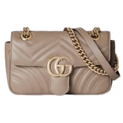 Gucci Women GG Marmont small shoulder bag taupe leather 446744 AAER0 1523