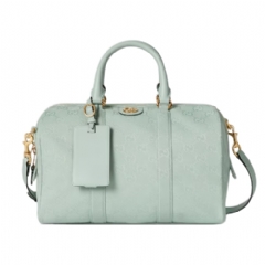 Gucci Women Ophidia medium boston bag icy blue GG canvas ‎857595 AAF09 1807