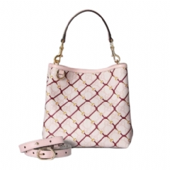 Gucci Women GG Emblem small bucket bag pink and red GG fabric 815118 FAFF1 8649