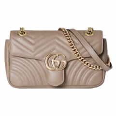 Gucci Women GG Marmont medium shoulder bag taupe leather 443497 AAER0 1523