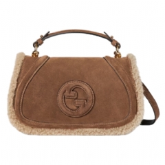 Gucci Women Gucci Blondie medium top handle bag brown suede 815714 AAE3T 2142