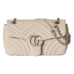 Gucci Women GG Marmont medium shoulder bag oatmeal leather 837267 AAE37 9511