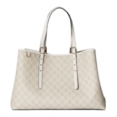 Gucci Women GG Emblem large tote bag beige and white GG fabric 815213 FAD6L 9641