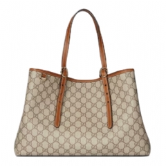 Gucci Women GG Emblem large tote bag beige and brown GG fabric 815213 FAD6L 9758