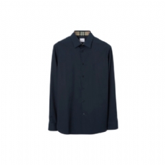 Burberry Men Slim Fit Stretch Cotton Shirt Navy 80718001