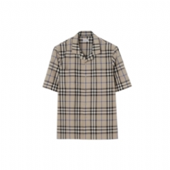 Burberry Men Check Cotton Poplin Shirt Lichen beige 81216231