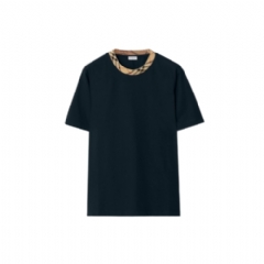 Burberry Men Check Trim Cotton T-shirt Navy 81189591