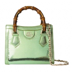 Gucci Women Gucci Diana embroidered small tote bag pale green silk satin 675800 FAFEO 8743