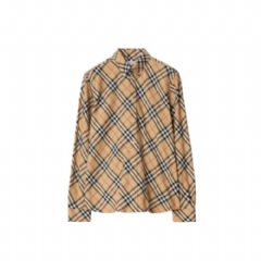 Burberry Men Relaxed Fit Check Cotton Flannel Shirt Sand beige 81154971
