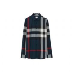 Burberry Men Slim Fit Check Cotton Shirt Navy 80732161