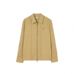 Burberry Men Check Cotton Zip Overshirt Sandstorm beige 81219881