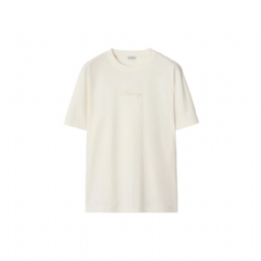 Burberry Men Check Cursive Logo Cotton T-shirt Chalk white 81190801
