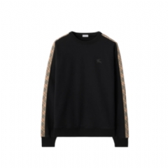 Burberry Men Check Trim Cotton Sweatshirt Black 81187511