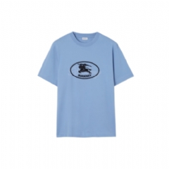 Burberry Men Knight Stamp Cotton T-shirt Cornflower blue 81234331