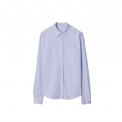 Burberry Men Regular Fit Striped Cotton Poplin Shirt Rain white/brilliant blue 81219931