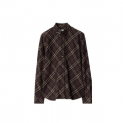 Burberry Men Relaxed Fit Check Cotton Flannel Shirt Truffle brown 81154981