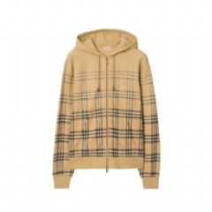 Burberry Men Gradient Check Cotton Zip Hoodie Sand beige 81190341