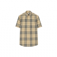 Burberry Men Check Cotton Poplin Shirt Grain beige 81216271