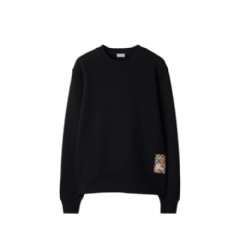 Burberry Men Check Label Cotton Sweatshirt Black 81018891