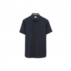 Burberry Men Slim Fit Stretch Cotton Shirt Navy 80795951