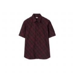 Burberry Men Relaxed Fit Check Cotton Shirt Wine red 81151571