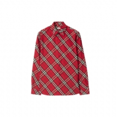 Burberry Men Relaxed Fit Check Cotton Shirt Post red 81156041