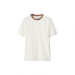 Burberry Men Check Trim Cotton T-shirt Chalk white 81101001