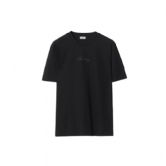 Burberry Men Check Cursive Logo Cotton T-shirt Black 81191831