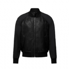 Louis Vuitton Men Monogram Leather Mix Tracksuit Blouson 1AGTJP