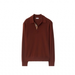 Burberry Men Long-sleeve Wool Polo Shirt Box red 81121451