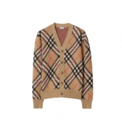 Burberry Men Check Wool Mohair Blend Cardigan Sand 80934941
