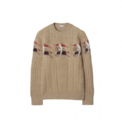 Burberry Men EKD Aran Knit Wool Sweater Light brown melange 81177391