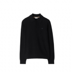 Burberry Men Long-sleeve Cashmere Blend Polo Shirt Black 81131571