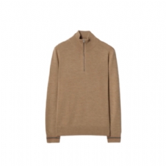 Burberry Men Icon Stripe Trim Wool Half-zip Sweater Camel melange 81215231