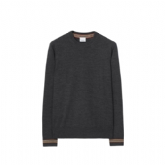 Burberry Men Icon Stripe Trim Wool Sweater Dark grey melange 81213991