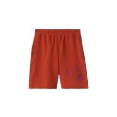 Burberry Men Gothic Logo Cotton Shorts Fire orange 81161261